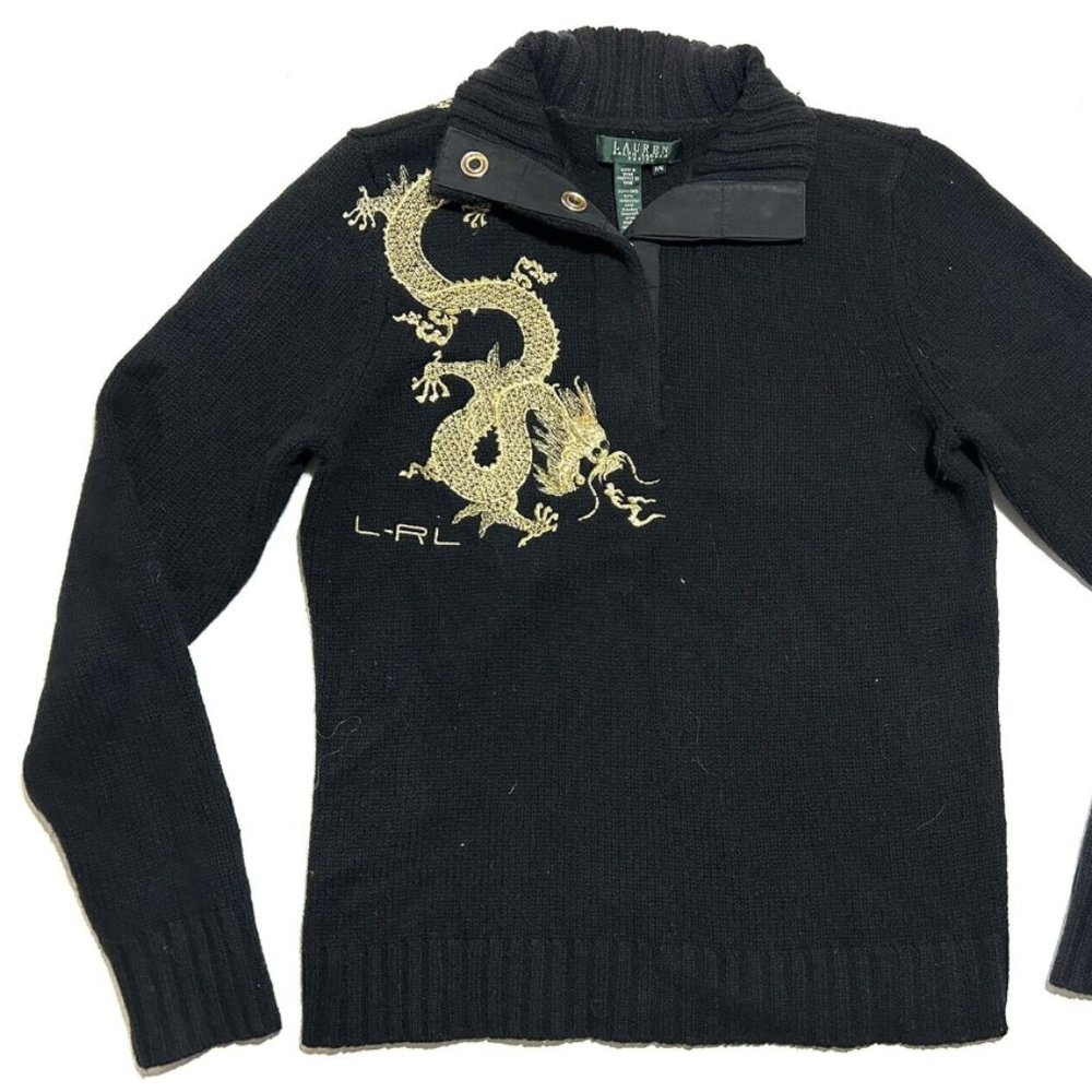 Lauren Ralph Lauren LRL Sweater Womens Petite Medium Pullover Lambs Wool